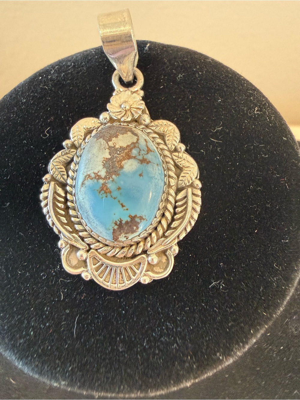 Sterling Silver Turquoise Oval Pendant - Blue Stone - Unbranded